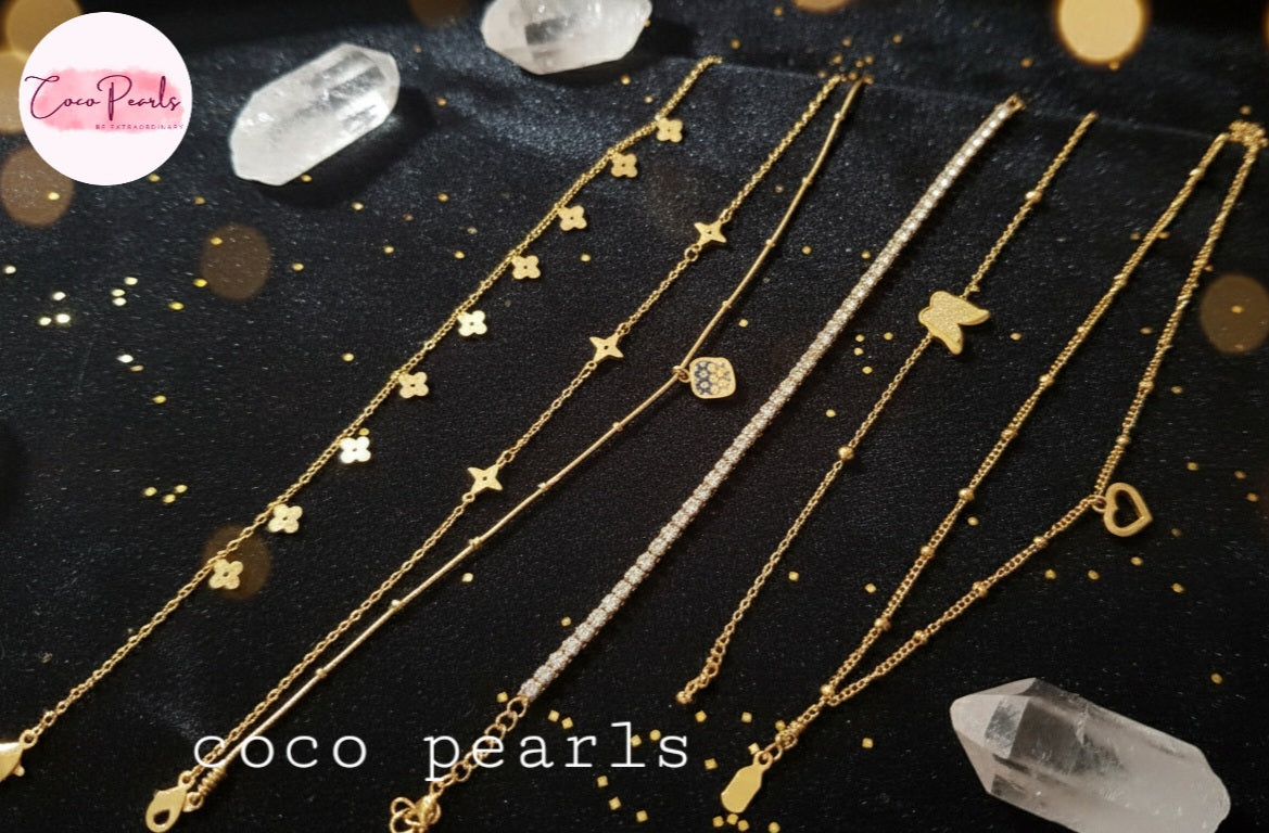 Coco Pearls Stainless Steel Anti Tarnish Gold delight anklets and bracelets with different designs