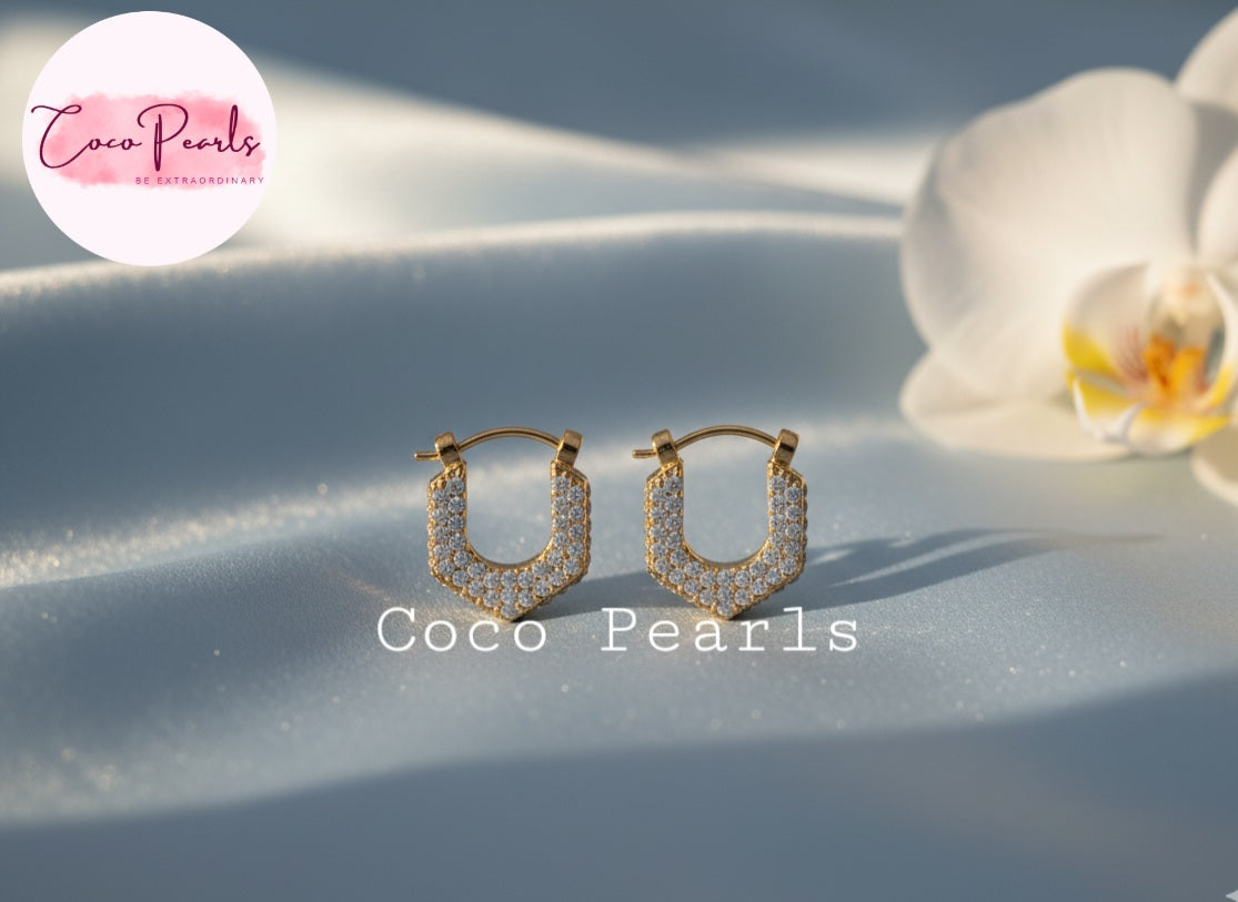 Dazzling Crescent Hoops - Coco Pearls