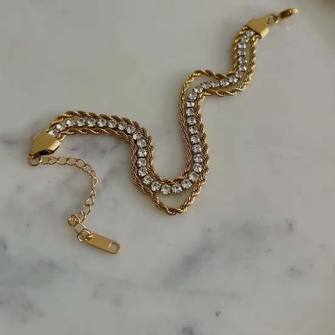 Diamond Twisted Rope Trio Bracelet - Coco Pearls