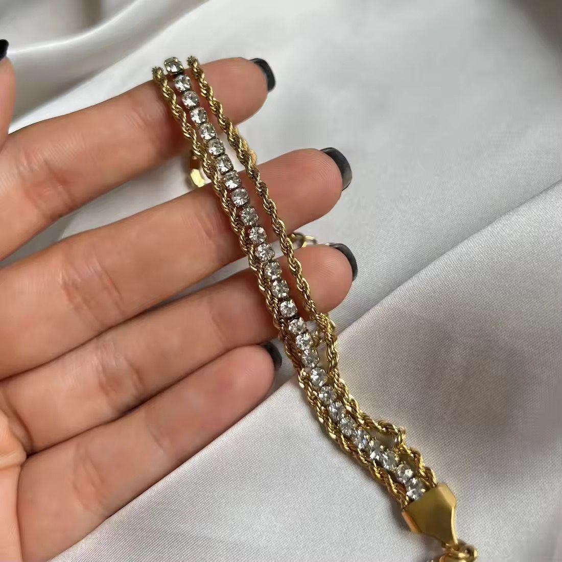 Diamond Twisted Rope Trio Bracelet - Coco Pearls