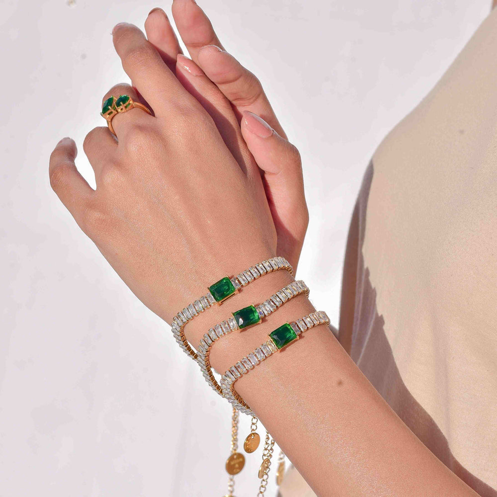 Emerald Glam Tennis Bracelet - Coco Pearls