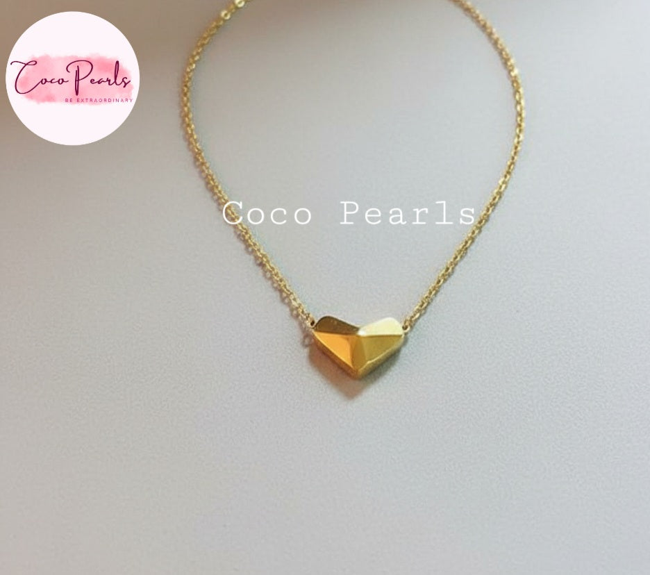 Gold Heart Delight Necklace - Coco Pearls