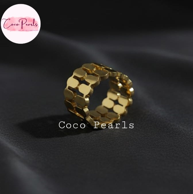 Honeycomb Glam Ring (adjustable) - Coco Pearls