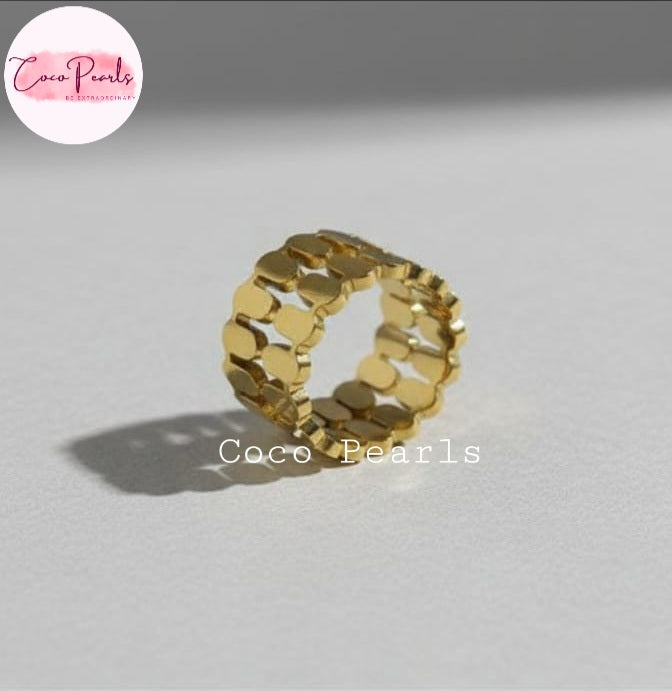 Honeycomb Glam Ring (adjustable) - Coco Pearls