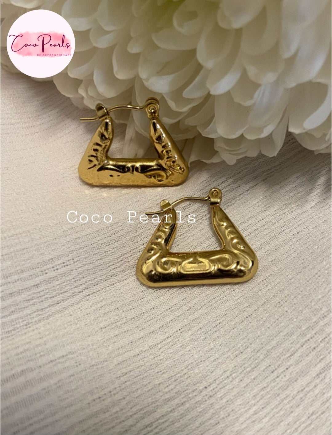 Triangle Charm Hoops - Coco Pearls