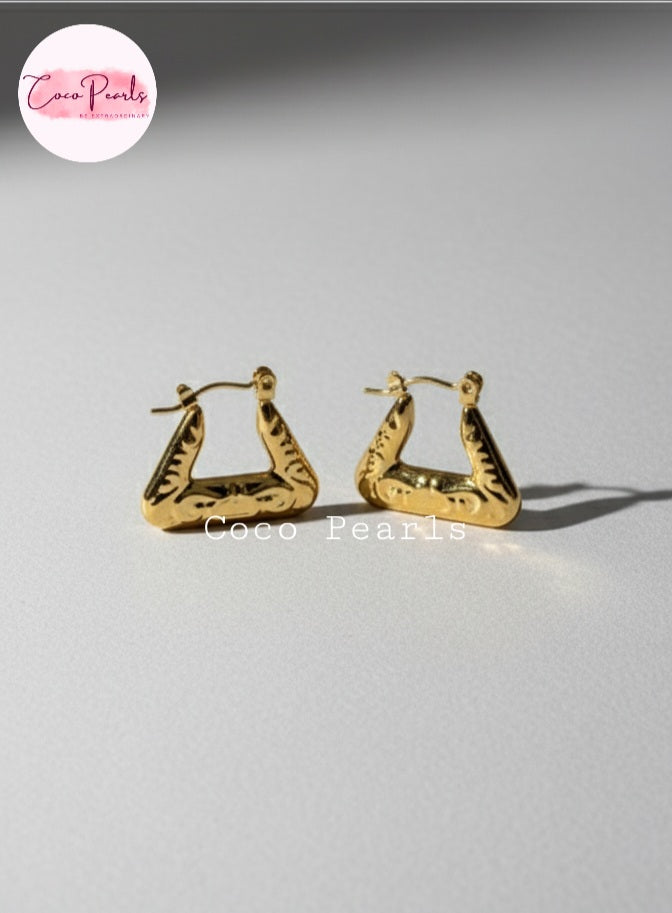 Triangle Charm Hoops - Coco Pearls