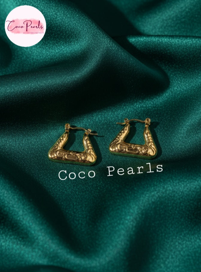 Triangle Charm Hoops - Coco Pearls
