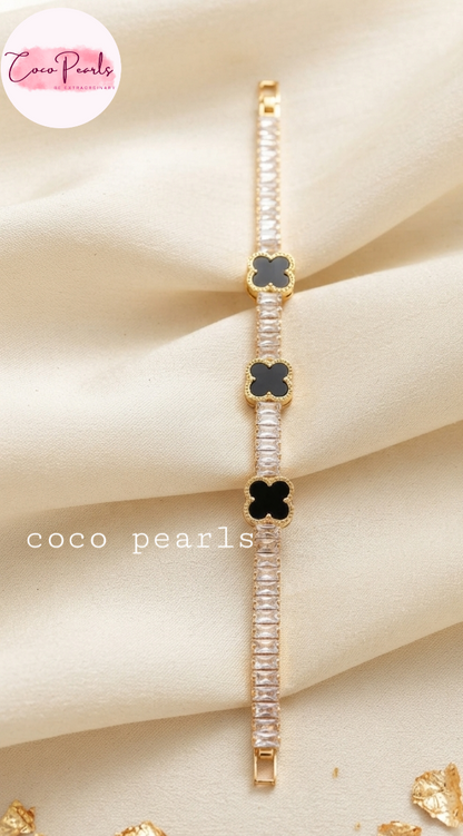 Coco pearls clover tennis bracelet 