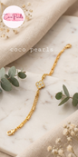 Coco pearls stainless Steel anti tarnish gold  crystal clover bracelet 