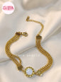 Coco pearls stainless Steel anti tarnish gold double sided roman glow 3layer chain bracelet 
