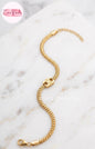 Coco pearls stainless Steel anti tarnish gold chain bracelet with a textured snake-style curb link design, displayed on a white marble background.