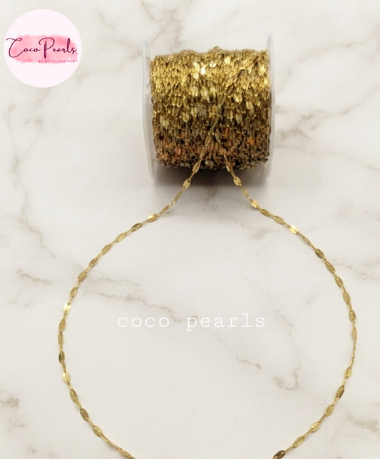 Coco pearls stainless Steel anti tarnish gold  rice chin displayed on roll