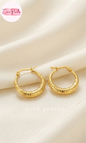 Coco pearls stainless Steel anti tarnish gold greek hoop bali displayed on simple background 