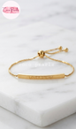 Coco pearls stainless Steel anti tarnish gold bar bracelet with lover dream engraved on it
