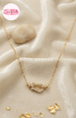 Coco pearls stainless Steel anti tarnish gold  lucky loop necklace with diamond studded pendant in center