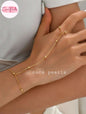 Coco pearls stainless Steel anti tarnish gold minimal ball chain hand harness displayed on hand