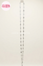 Coco Pearls stainless Steel anti tarnish silver rice chain displayed on simple background 
