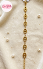 Coco pearls stainless Steel anti tarnish gold  royal loop bracelet displayed on simple background 