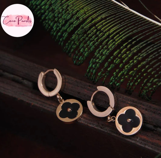 Black Blossom Hoops - Coco Pearls