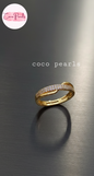 coco pearls stainless steel anti tarnish gold celeste hex adjustable diamond studded ring displayed on metallic surface
