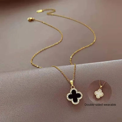 Crystal Clover Necklace (double sided) - Coco Pearls