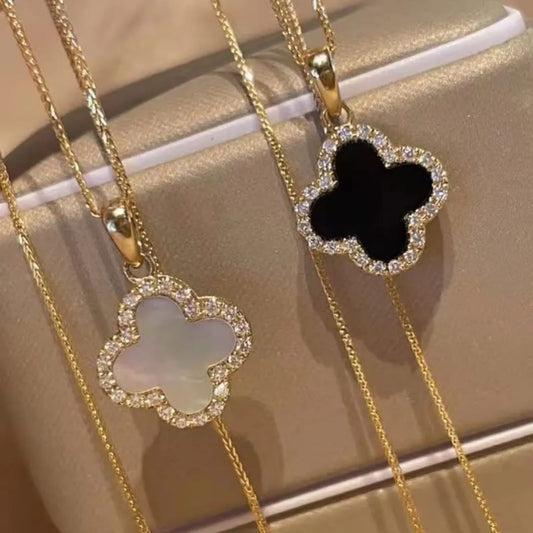 Crystal Clover Necklace (double sided) - Coco Pearls