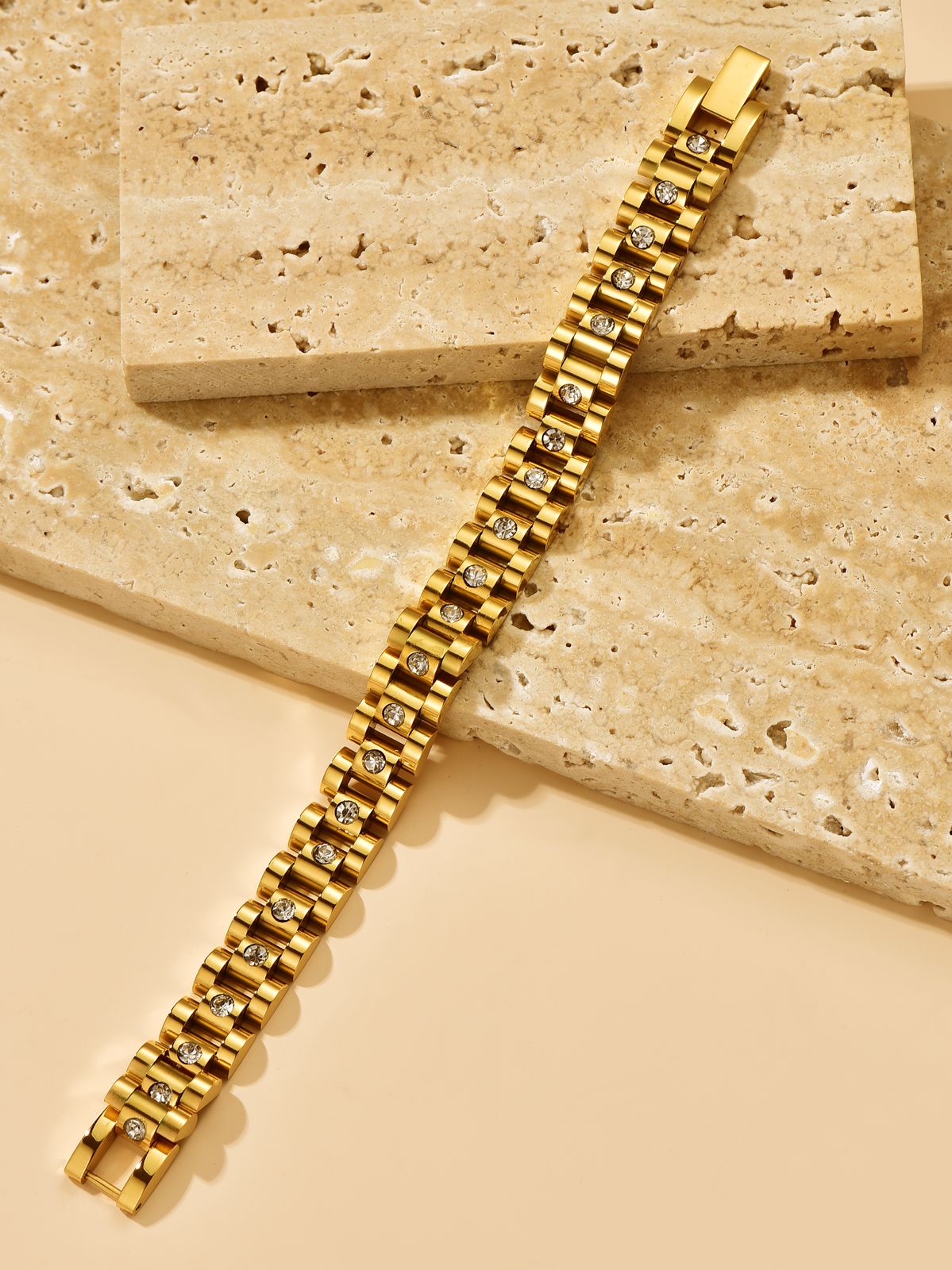 Diamond Studded Watch Band Bracelet - Coco Pearls