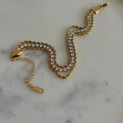Diamond Twisted Rope Trio Bracelet - Coco Pearls