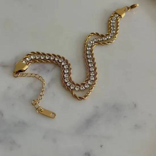Diamond Twisted Rope Trio Bracelet - Coco Pearls
