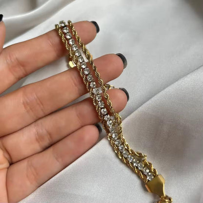 Diamond Twisted Rope Trio Bracelet - Coco Pearls