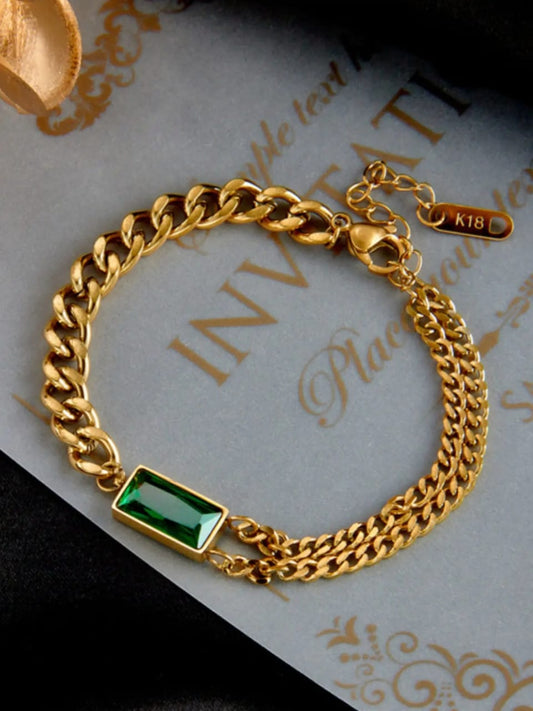 Emerald Chain Bracelet - Coco Pearls
