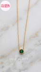 Coco Pearls Stainless Steel Anti Tarnish gem stone glam necklace golden green milestone necklace 