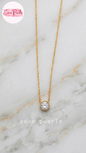 Coco Pearls Stainless Steel Anti Tarnish gem stone glam necklace golden clear milestone necklace 