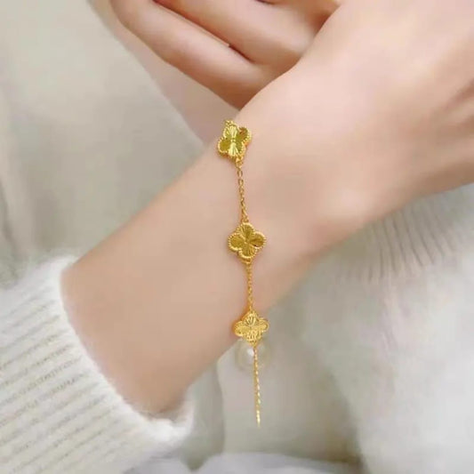 Golden Clover Bracelet - Coco Pearls