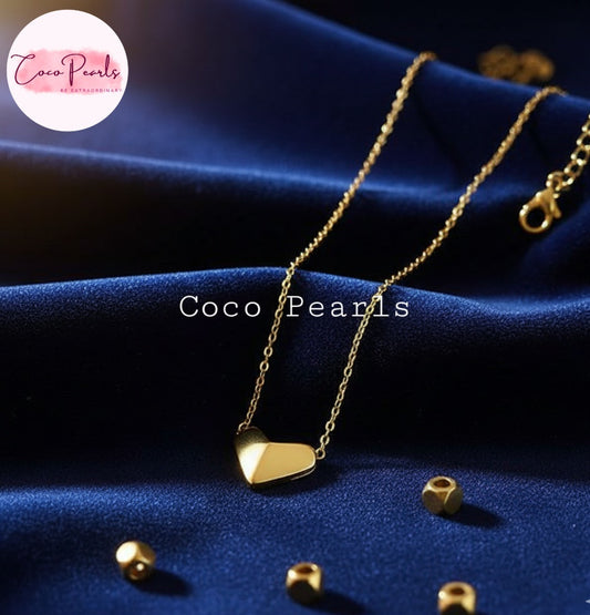 Gold Heart Delight Necklace - Coco Pearls