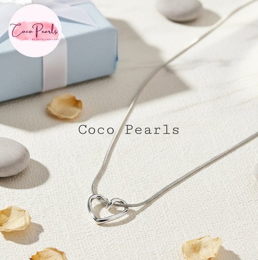 Silver Heart Necklace - Coco Pearls