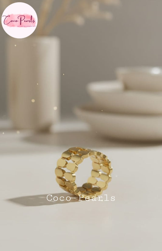 Honeycomb Glam Ring (adjustable) - Coco Pearls