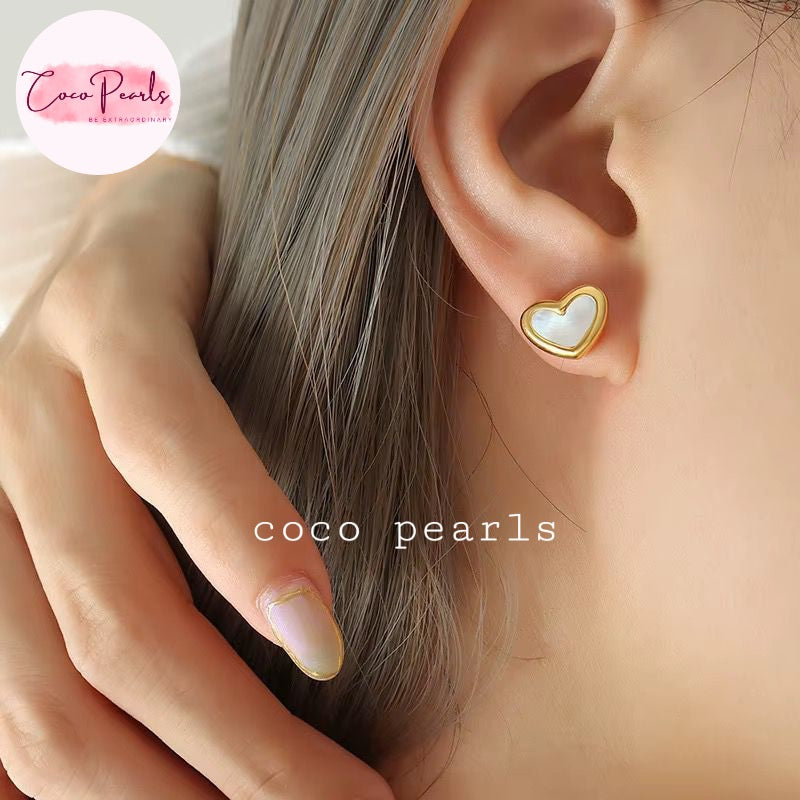 Pearly Heart Studs