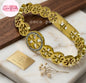 Coco pearls stainless Steel anti tarnish gold sparkly vibe handcuff displyed on simple background 
