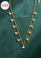 coco pearls stainless steel anti tarnish waterproof gold tiny flutters necklace with tiny butterfly charms all over