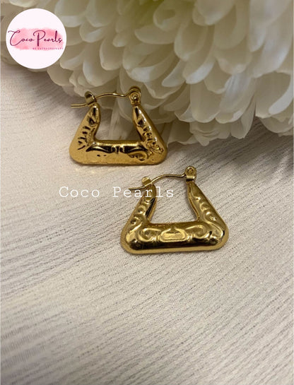 Triangle Charm Hoops - Coco Pearls