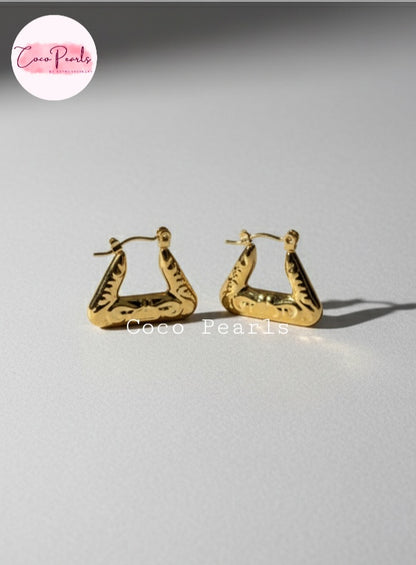 Triangle Charm Hoops - Coco Pearls
