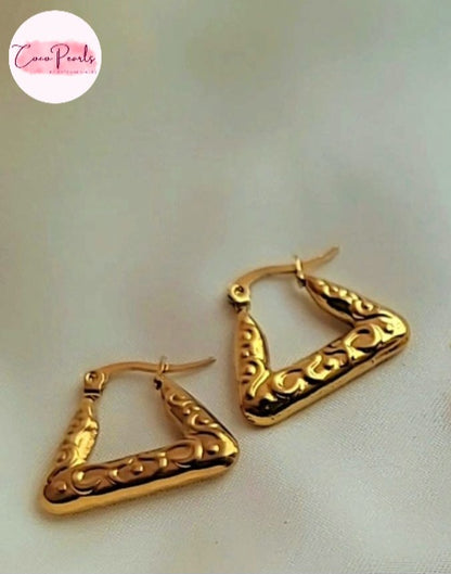 Triangle Charm Hoops - Coco Pearls