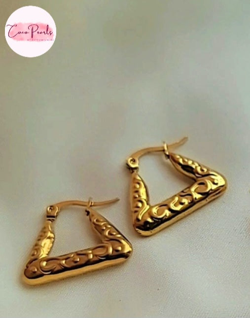 Triangle Charm Hoops - Coco Pearls