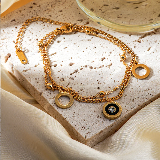 Triple Circle Charm Bracelet - Coco Pearls