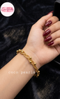 coco pearls stainless steel anti tarnish gold twisted braid bracelet with 3 ball chains twisted in a braid